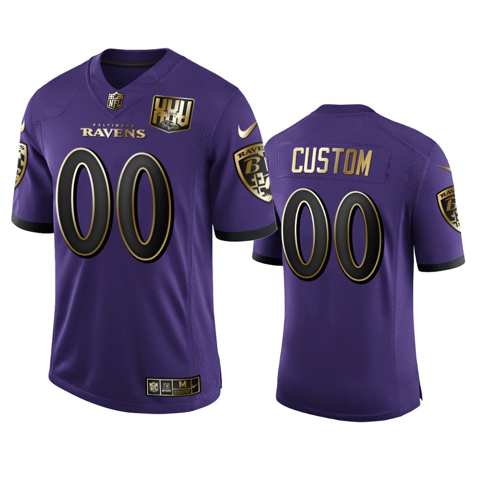 Wholesale Baltimore Ravens Custom Men Nike Purple Team 25th Season Golden Limited NFL Jersey->los angeles lakers->NBA Jersey